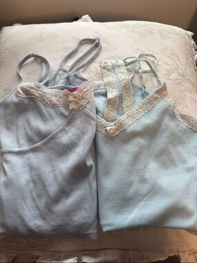 (2) Light Blue edited Lace-Trim Cami - Women's Intimates